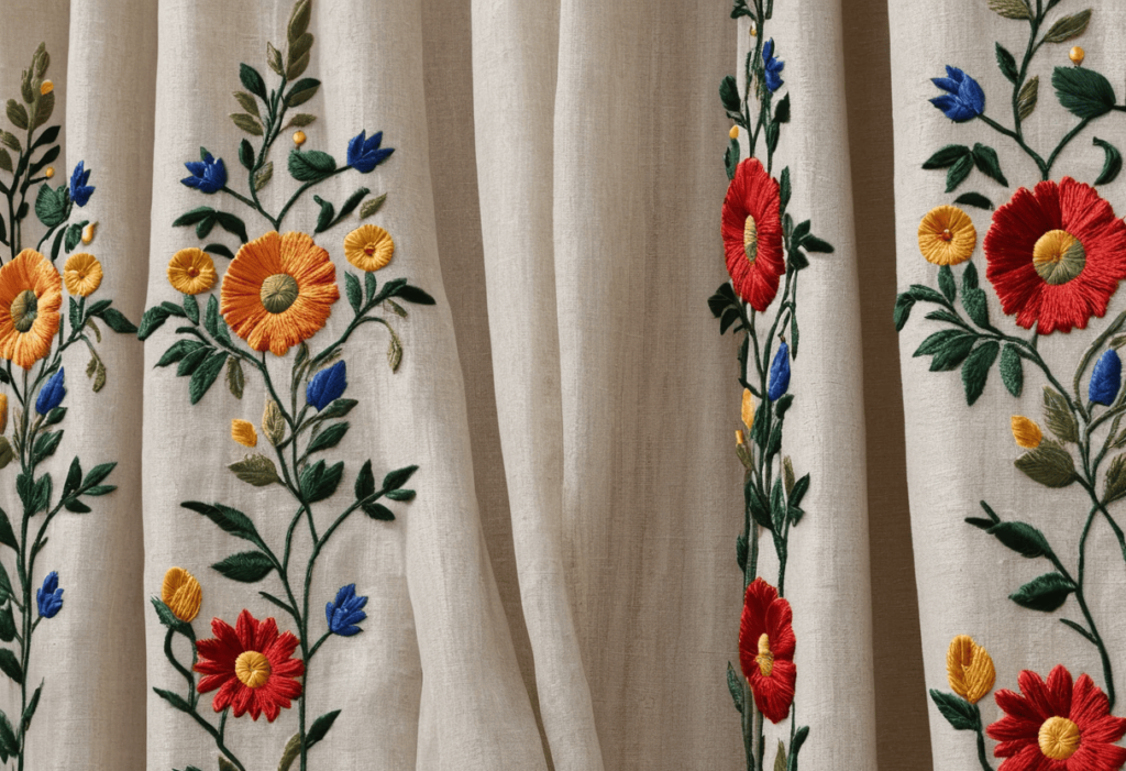 embroidered curtain fabric